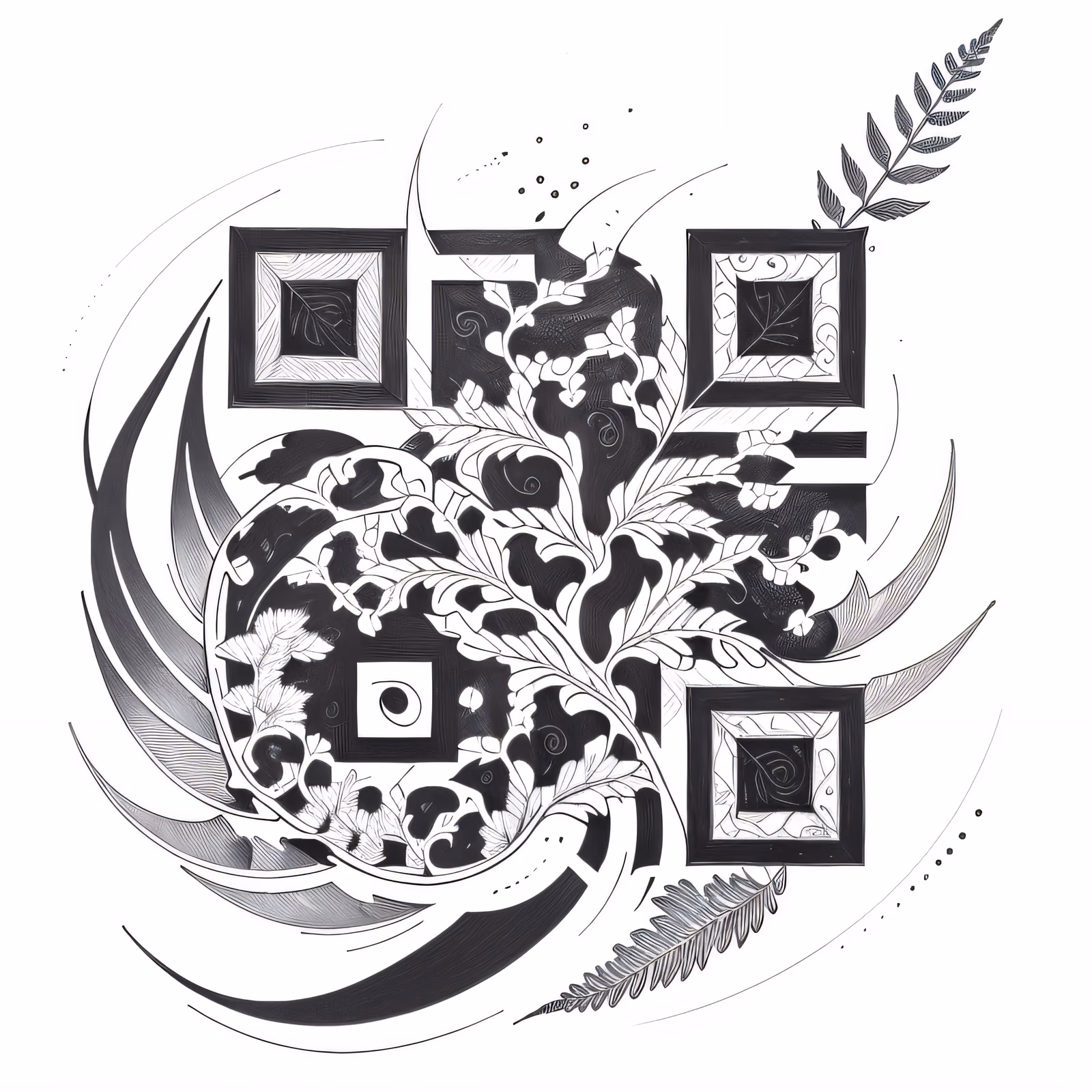 Fern Leaf Ink Tattoo QR Code for Temporary Tattoos — image 1