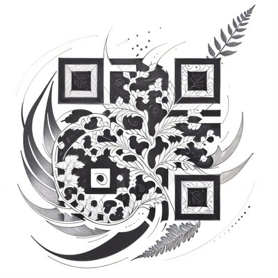 Fern Leaf Ink Tattoo QR Code for Temporary Tattoos