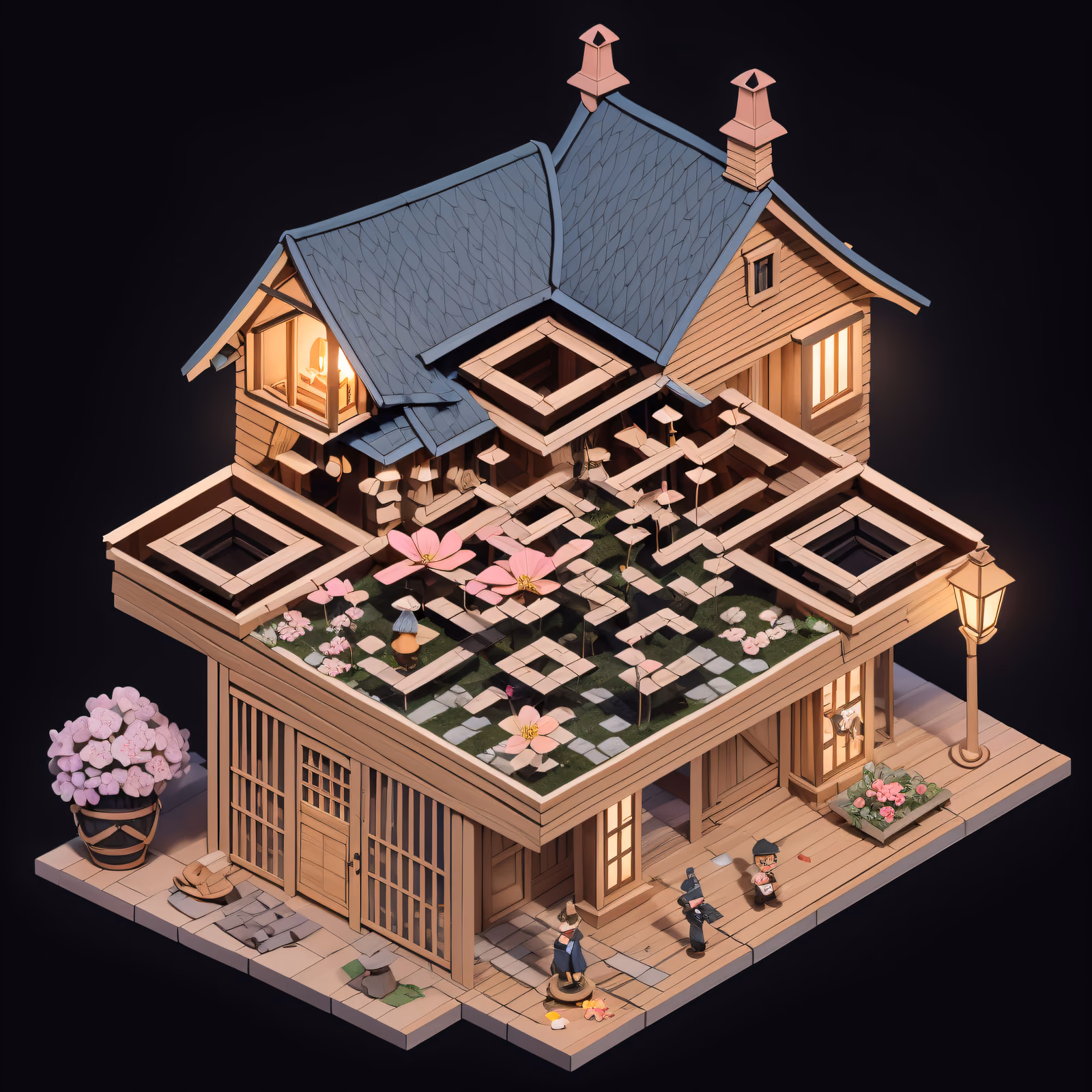Isometric Fantasy Inn Diorama QR Code for Signage — image 1