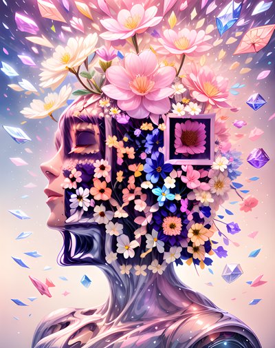 Хрустальная голова и взрыв цветов: сюрреалистичный QR-код