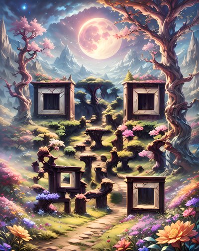 Moonlit Fantasy Forest Matte Painting QR Code Art