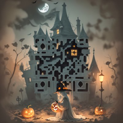 Haunted Mansion Witch Halloween QR Code for Posters