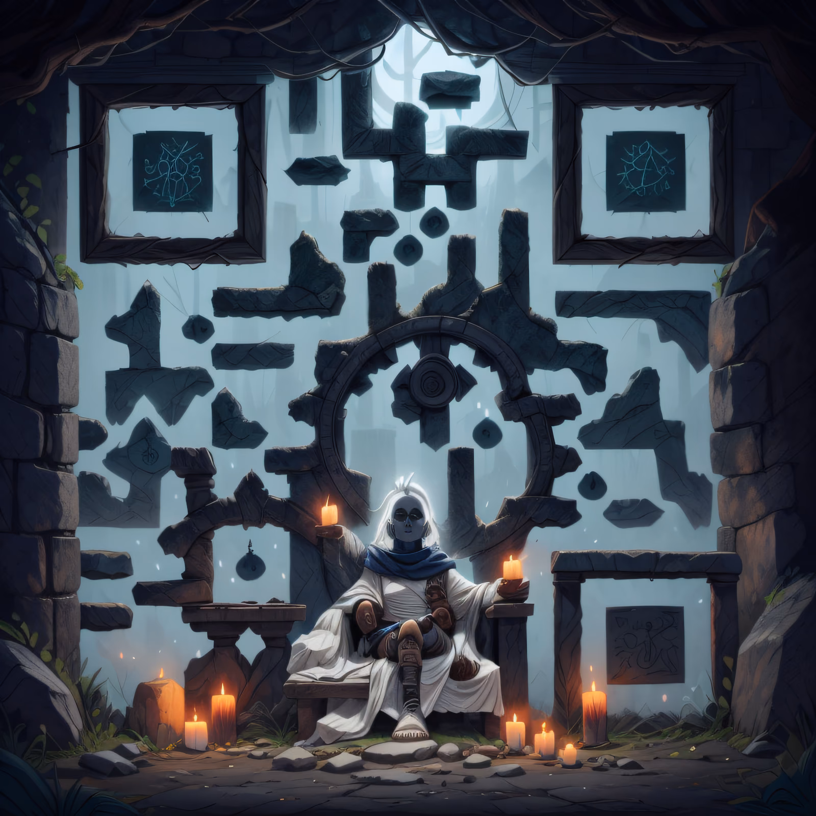 Мумия на троне: жутковатая иллюстрация с QR-кодом для постеров — изображение 1