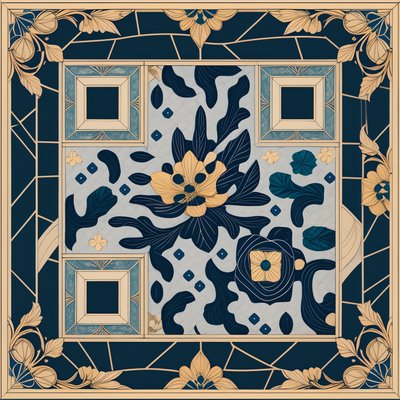 Portuguese Floral Tile Ornament QR Code Art