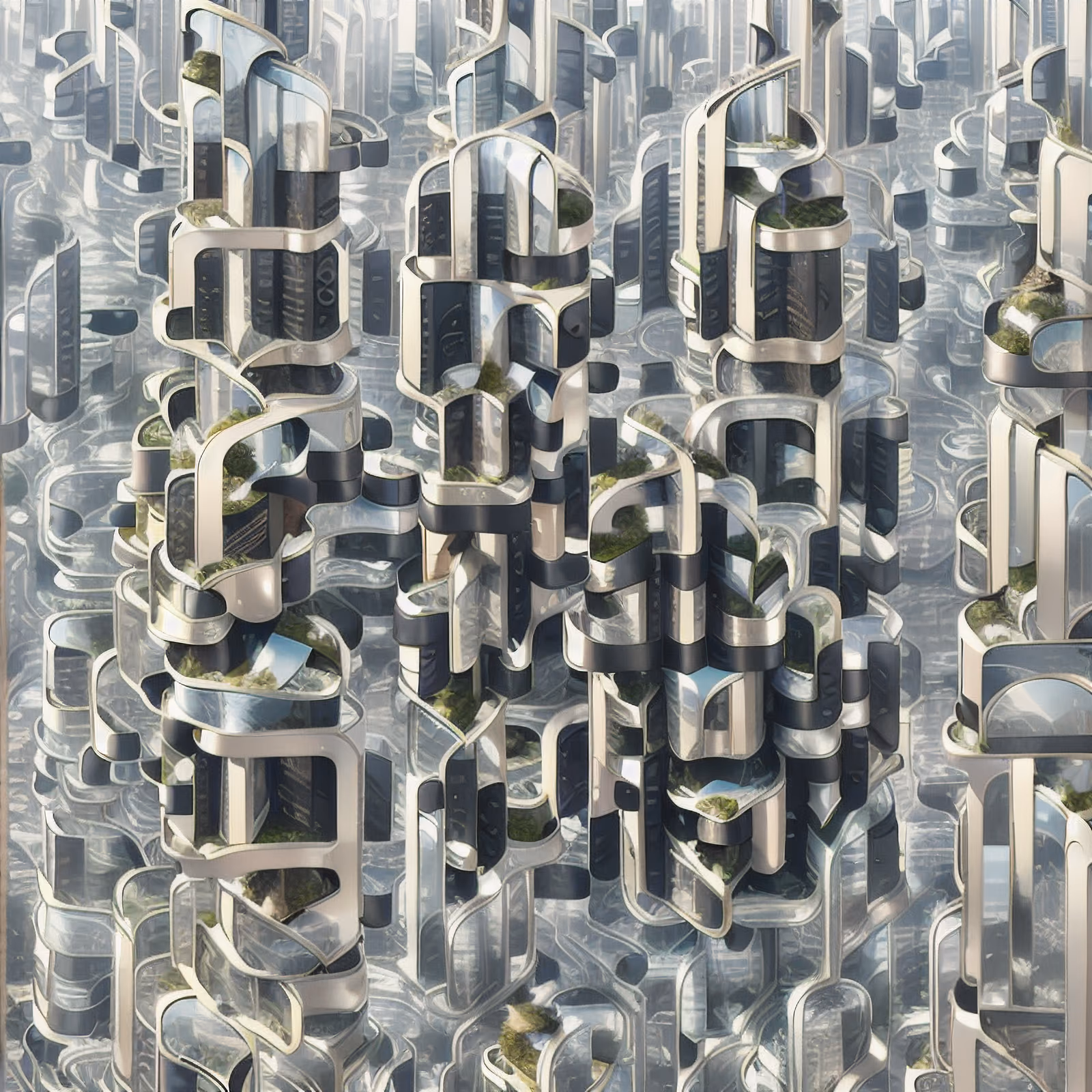 Futuristic Glass Towers Concept QR Code Art — image 1