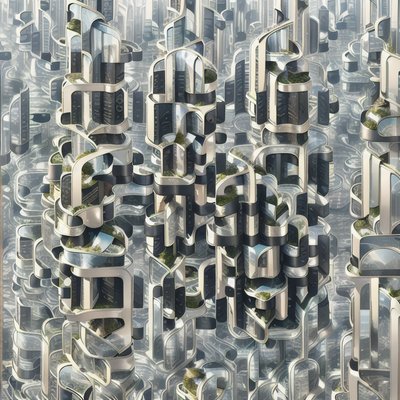 Futuristic Glass Towers Concept QR Code Art