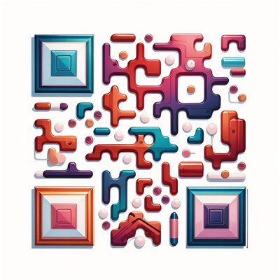 Glossy Abstract Vector Shapes QR Code for Posters