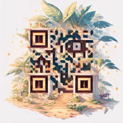 Jungle Temple House Game Art QR Code for Posters — image 1