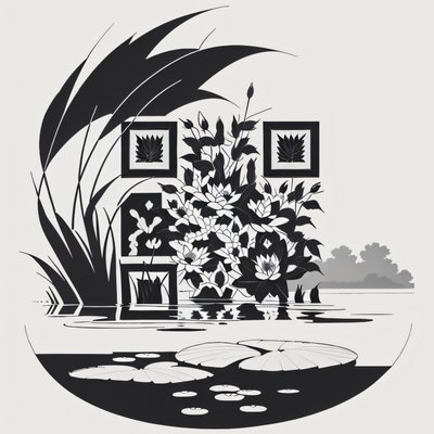 Pond Water Lilies Ink Tattoo QR Code Art