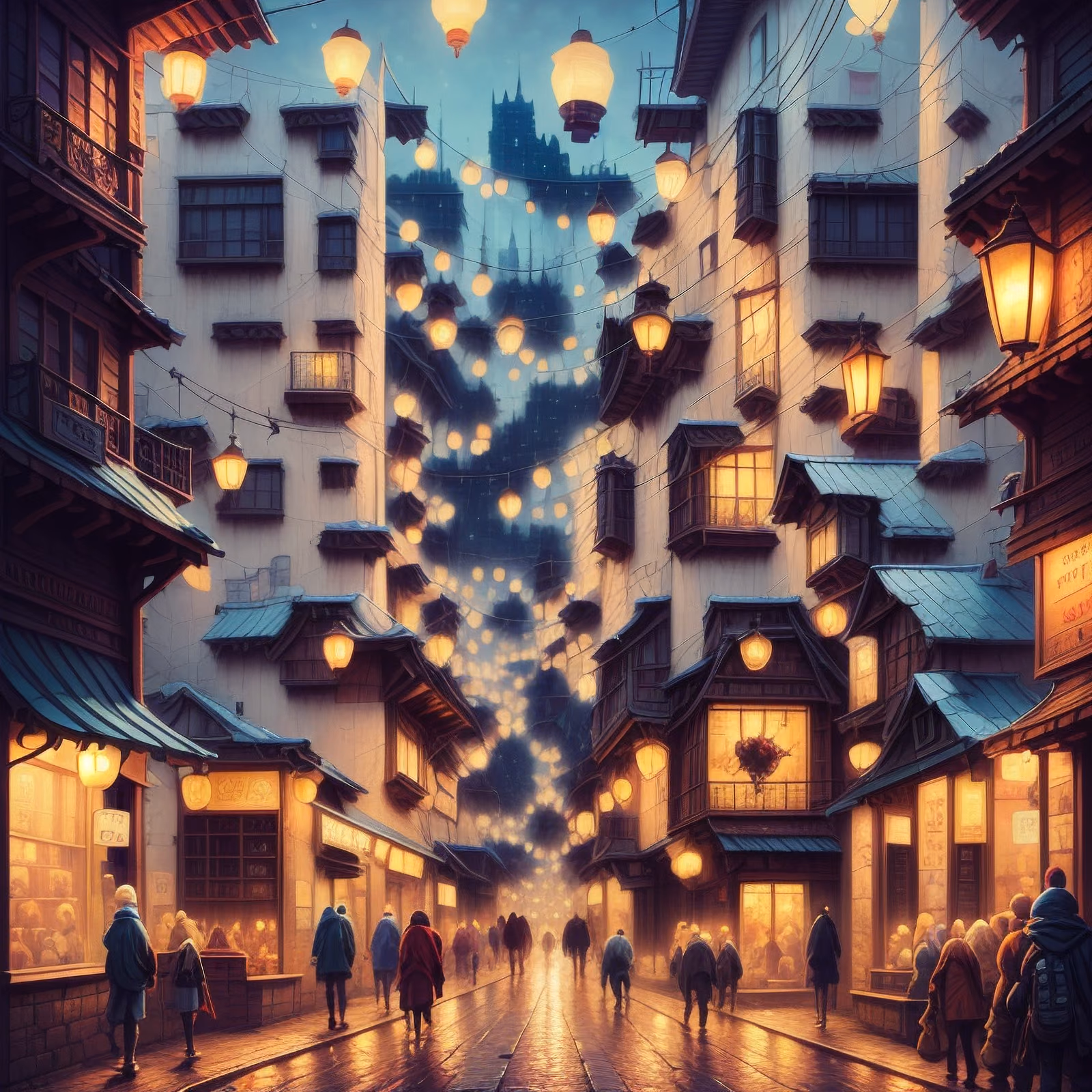 Lantern Lit Fantasy Street QR Code for Posters — image 1