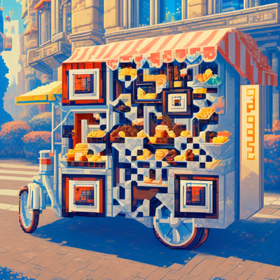 Pixel Art Street Food Cart QR Code for Restaurant Menus — image 1