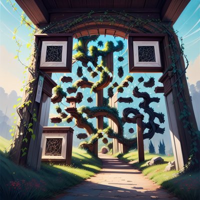 Волшебная арка в лозах, гуашь: QR-код