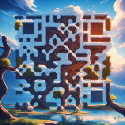 Giant Lake Tree Game Concept QR Code Art — image 1
