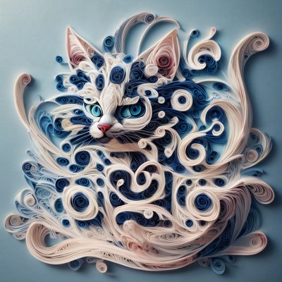 White Cat Paper Quilling QR Code Art