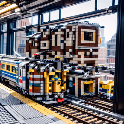 LEGO Train Station Brick Diorama QR Code for Posters — image 1