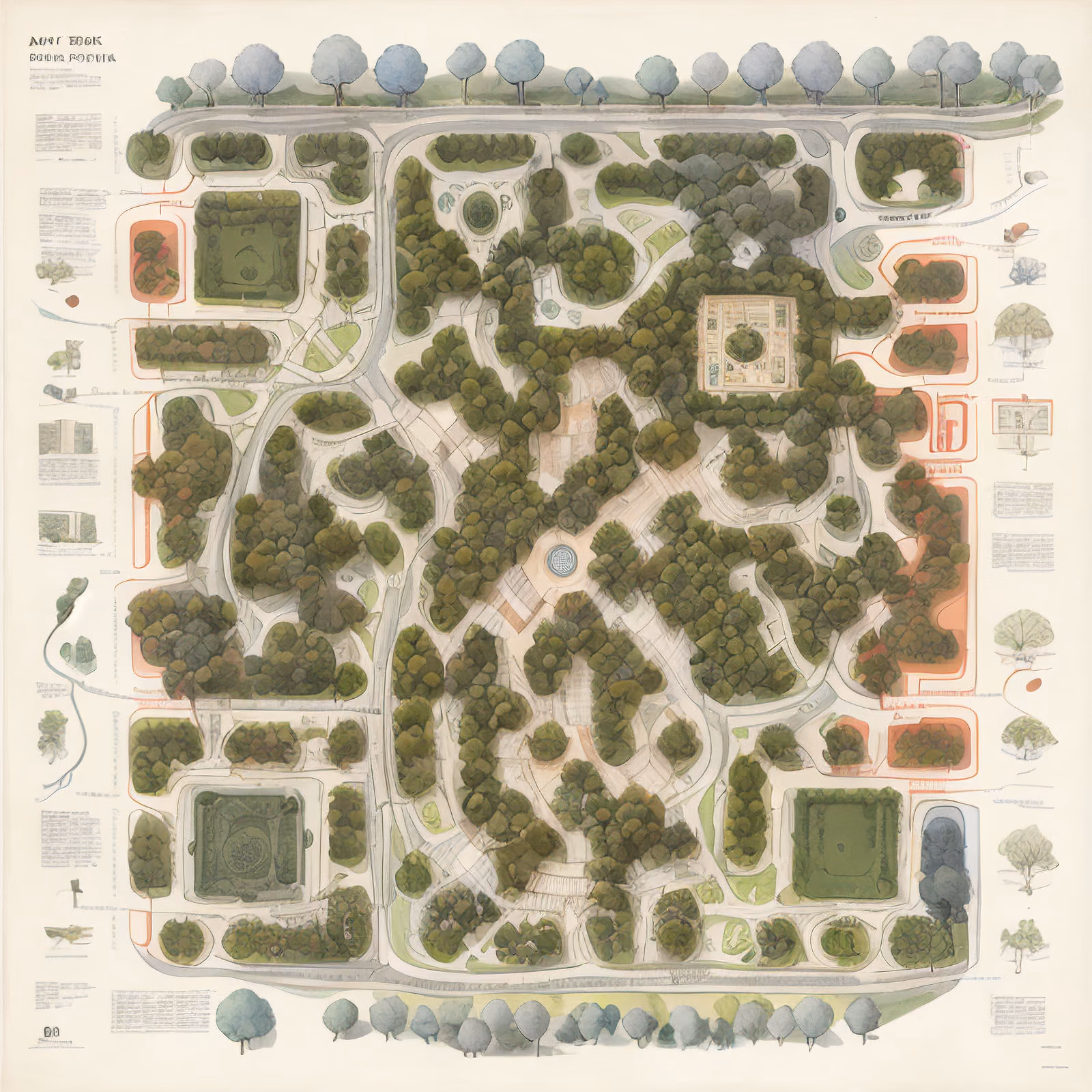 Illustrated Park Map Watercolor QR Code Art — image 1