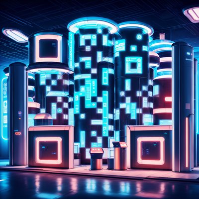 Futuristic Recycling Station Retrofuturism QR Code for Posters