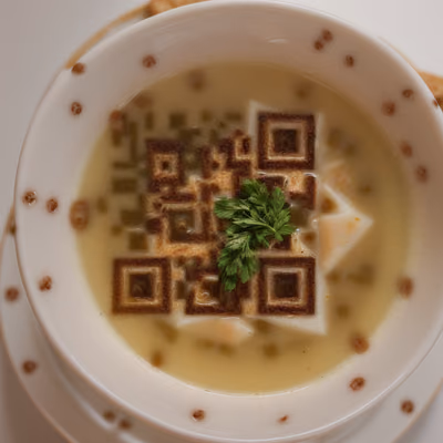 奶油汤碗写实 二维码设计 餐厅菜单 — 图片 1