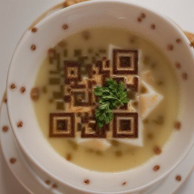 Cream Soup Bowl Photorealistic QR Code for Restaurant Menus
