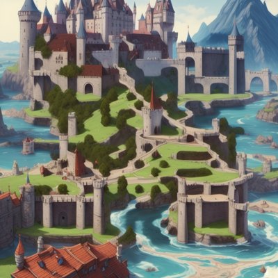 Fantasy Castle River Concept Art QR Code for Posters