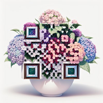 Pastel Hydrangea Planter 3D QR Code Art