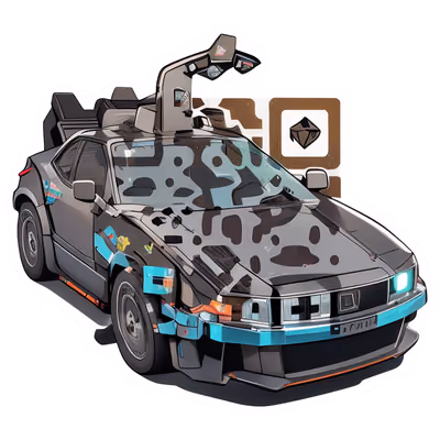 Retro Gullwing Car Vector QR Code for Stickers — image 1