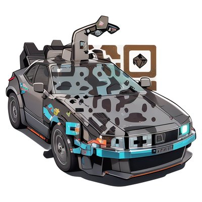 Retro Gullwing Car Vector QR Code for Stickers