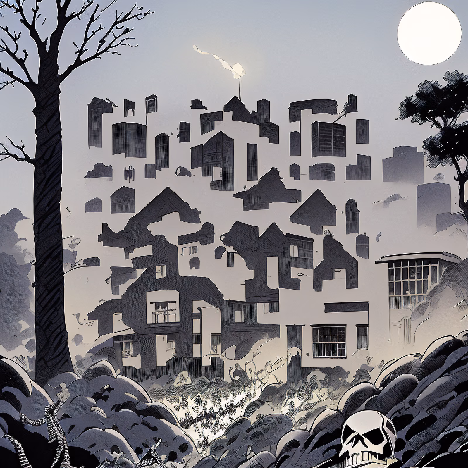 Moonlit Ghost Town Comic Ink QR Code for Posters — image 1