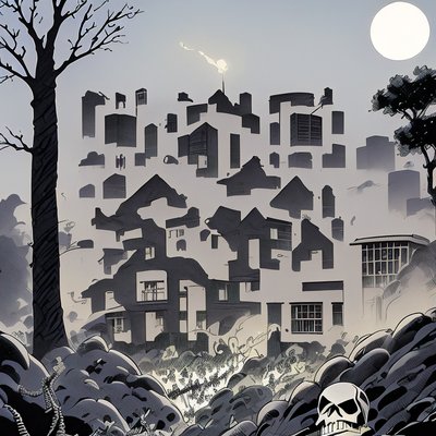 Moonlit Ghost Town Comic Ink QR Code for Posters