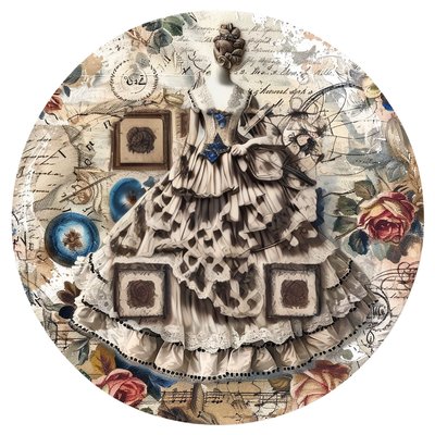 Victorian Dress Vintage Collage QR Code for Stickers