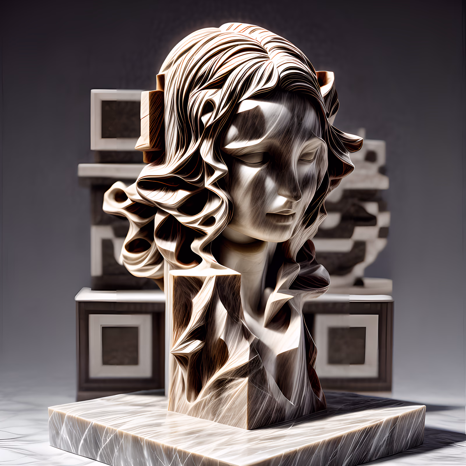 Marble Woman Bust Sculpture QR Code Art — image 1