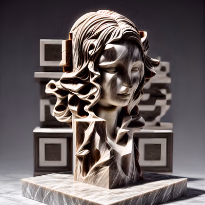 Marble Woman Bust Sculpture QR Code Art — image 1