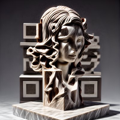 Marble Woman Bust Sculpture QR Code Art