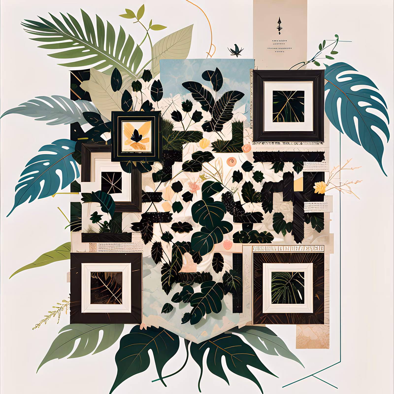 Jungle Leaf Collage QR Code Art — image 1