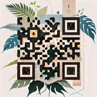 Jungle Leaf Collage QR Code Art — image 1
