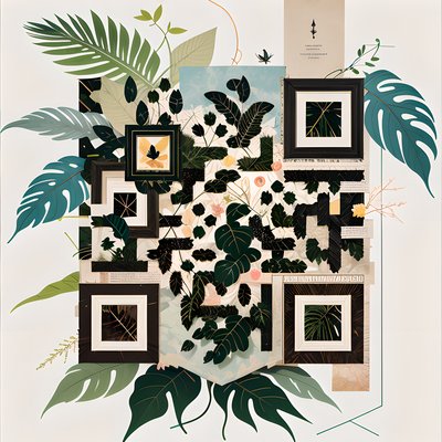Jungle Leaf Collage QR Code Art