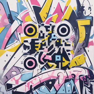 Colorful Graffiti Lettering Symbol QR Code for Posters — image 1