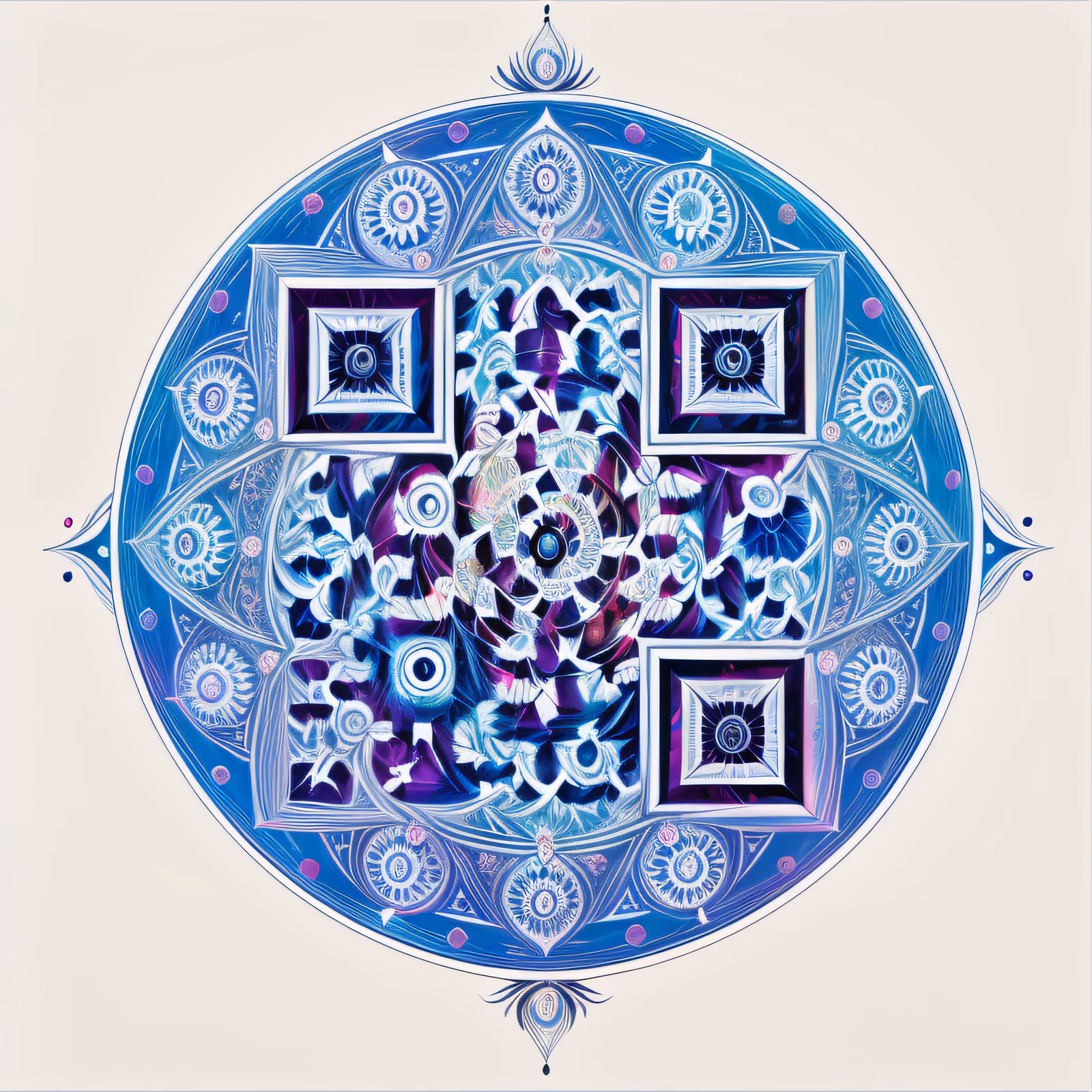 Blue Violet Mandala Psychedelic QR Code Art — image 1