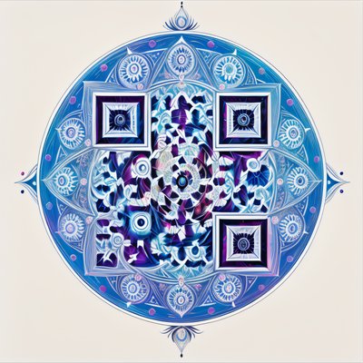 蓝紫曼陀罗迷幻二维码艺术