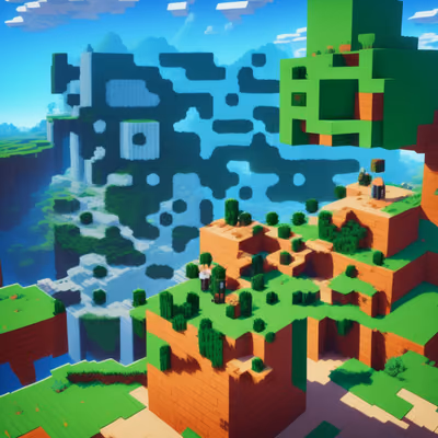Floating Island Voxel Game World QR Code for Posters — image 1