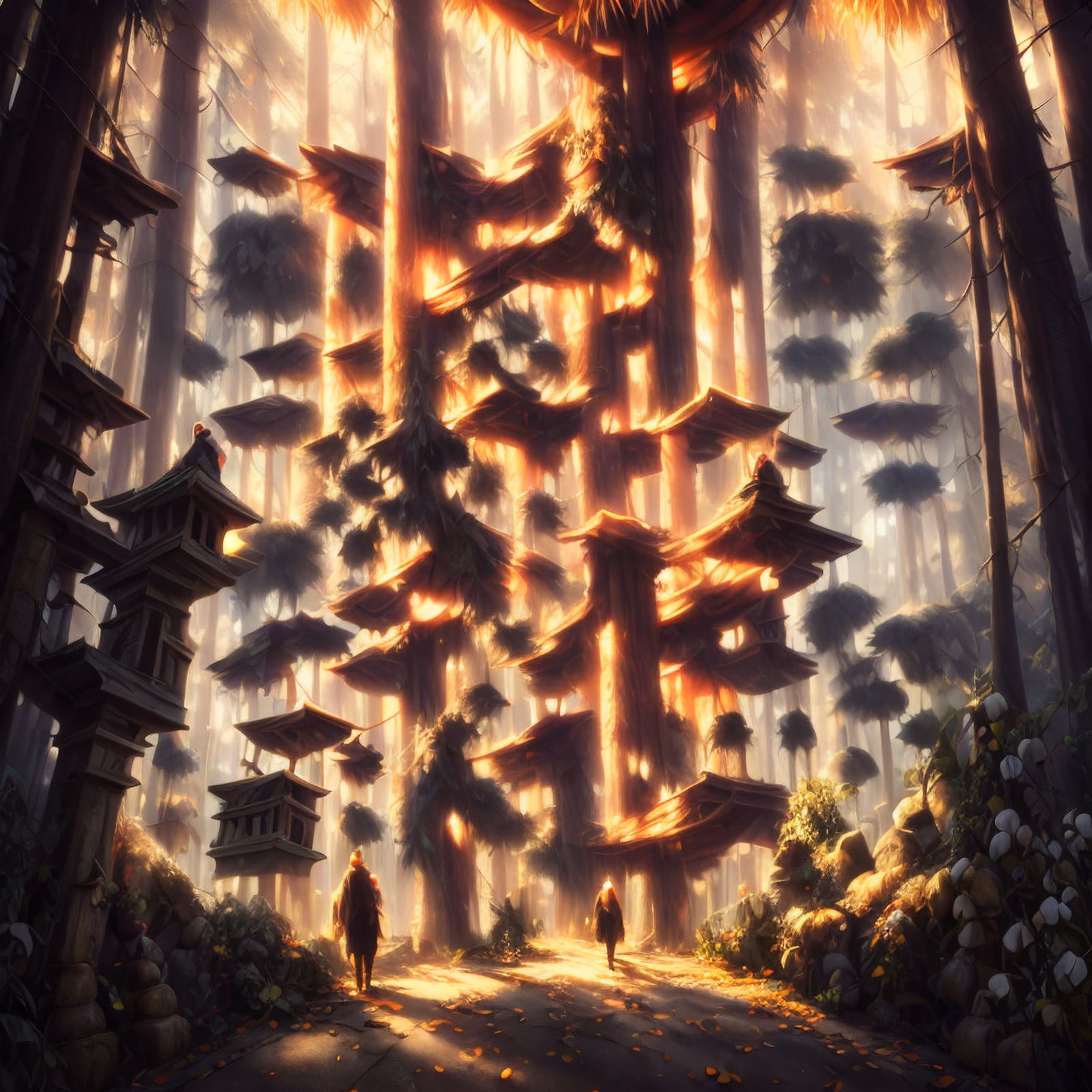Glowing Shrine Forest Matte Painting QR Code Art — image 1