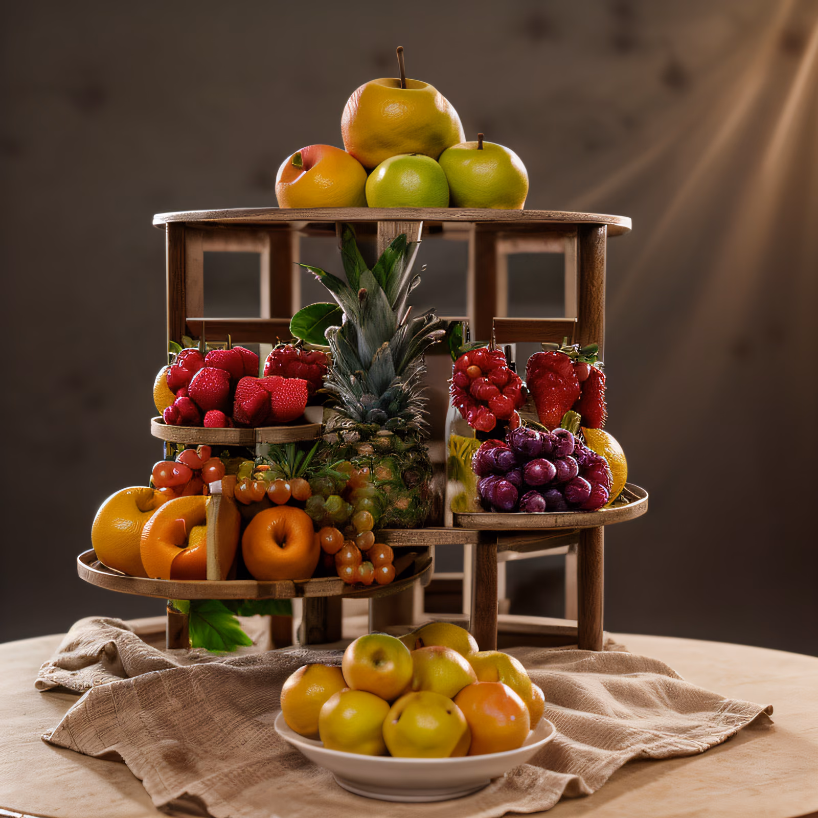 Tiered Fruit Stand Photorealistic QR Code for Restaurant Menus — image 1