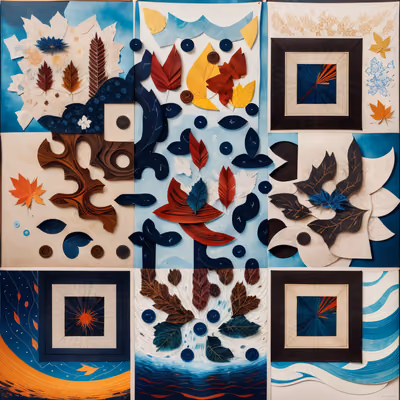 Four Elements Paper Collage QR Code Art — image 1