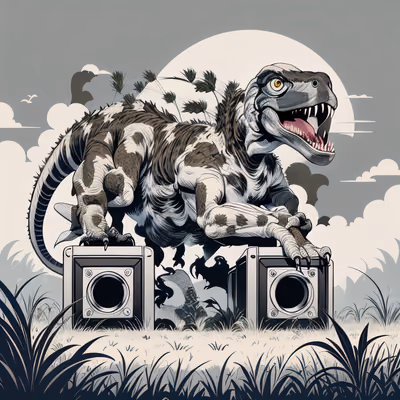 Velociraptor on Speakers Vector QR Code for Posters — image 1