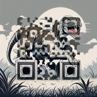 Velociraptor on Speakers Vector QR Code for Posters