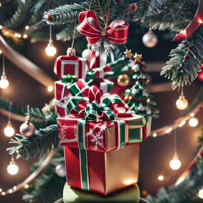 Christmas Gift Boxes Glossy QR Code for Greeting Cards
