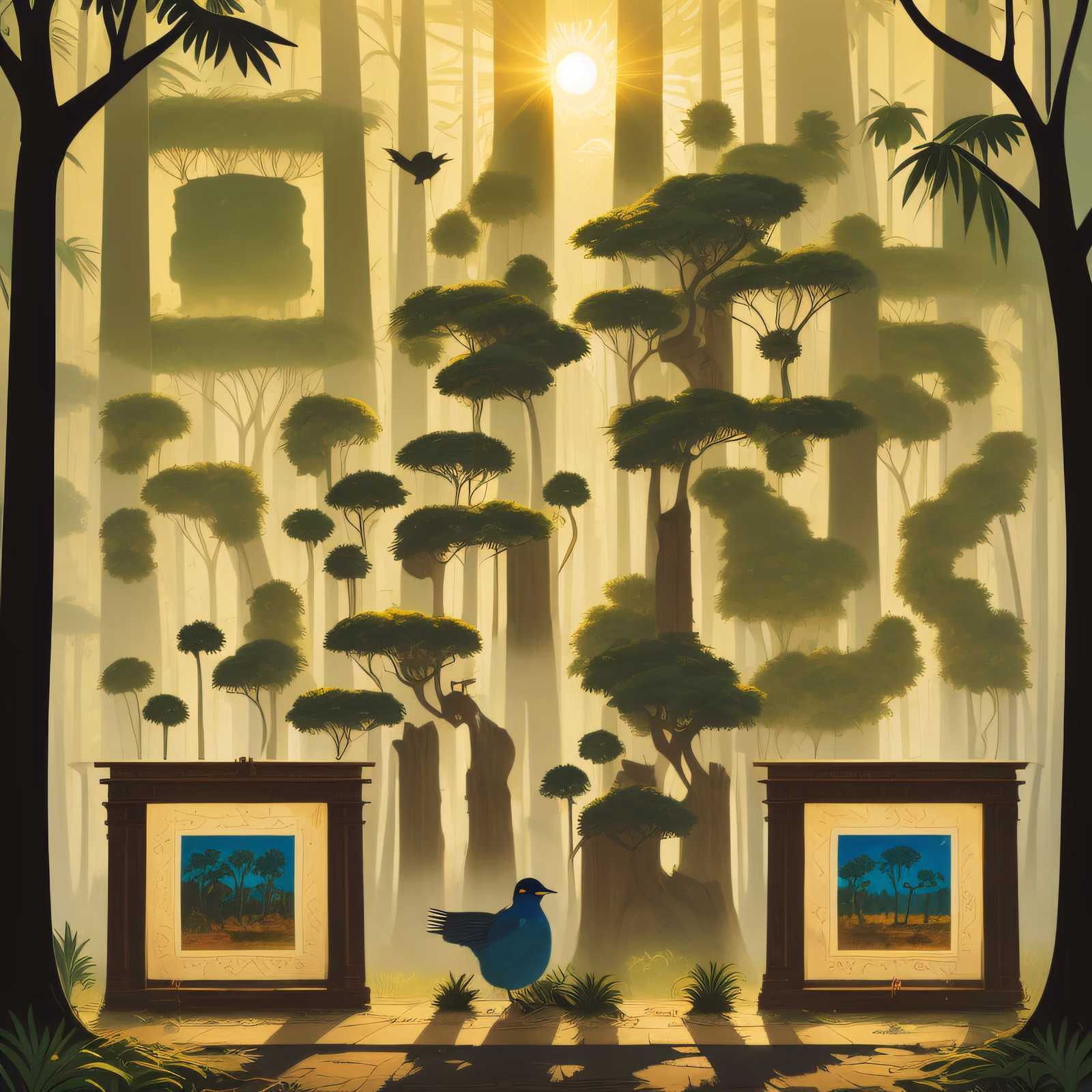 Misty Jungle Storybook Scene QR Code Art — image 1