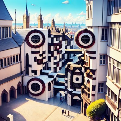 Fantasy British City Digital Painting QR Code for Posters
