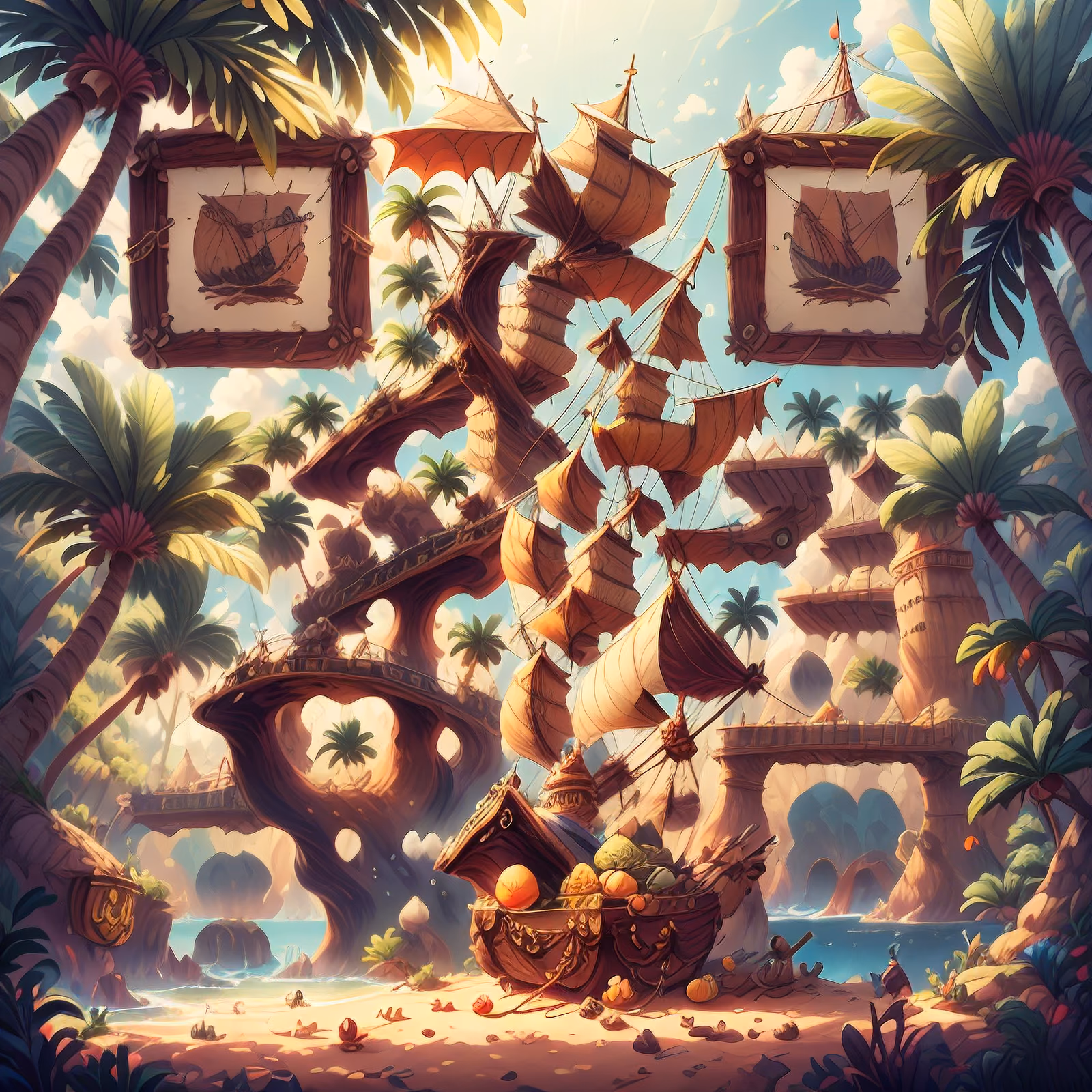 Pirate Ship Treasure Island Fantasy QR Code for Posters — image 1