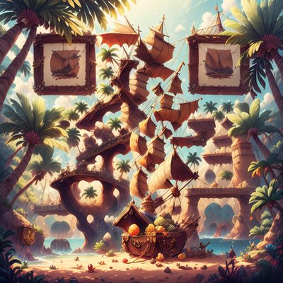 Pirate Ship Treasure Island Fantasy QR Code for Posters